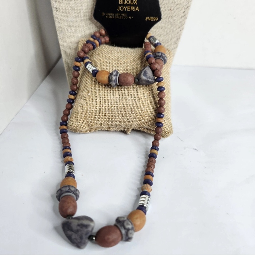 Vintage Expressions 1993 Beaded Necklace & Bracelet Set Tribal Style Harry Ash